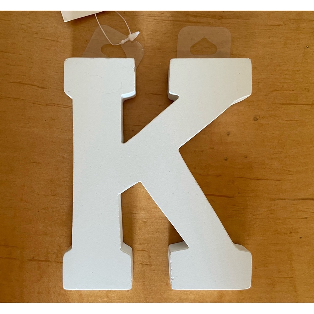 Chunky Wood Letter ’K’ in White